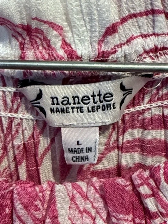 Nanette Lepore White Blouse with Pink Leaf Print - Picture 4 of 5